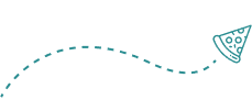 Pizza slice with dashed path design.